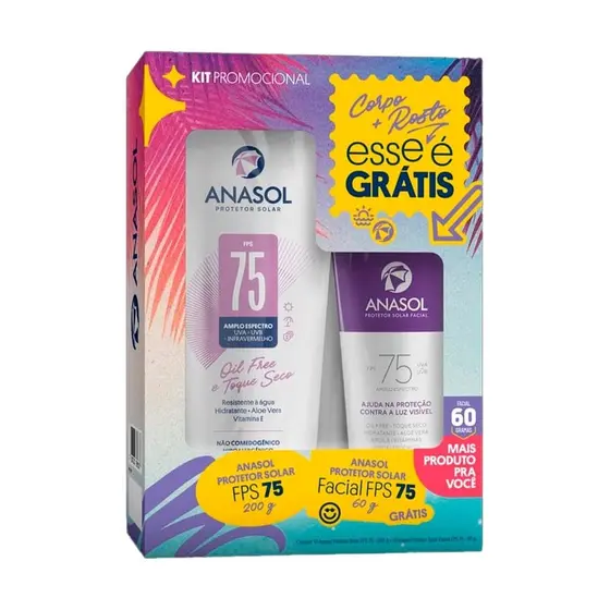 KIT Premium: Anasol Protetor Solar FPS 75 - 200g + Anasol Protetor Solar Facial FPS 75 - 60g