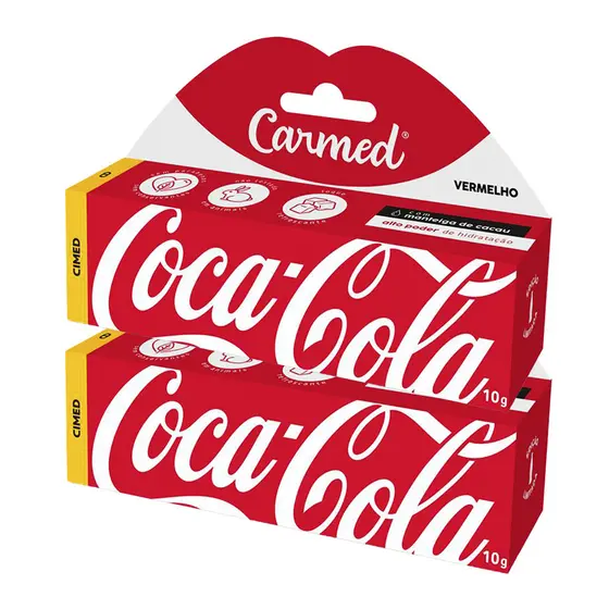 Kit 2 Und Hidratante Labial Carmed Coca-Cola Vermelho 10g