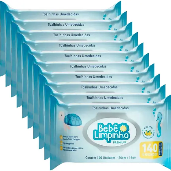 kit 1400 Toalhas Umedecidas João e Maria Bebê Limpinho
