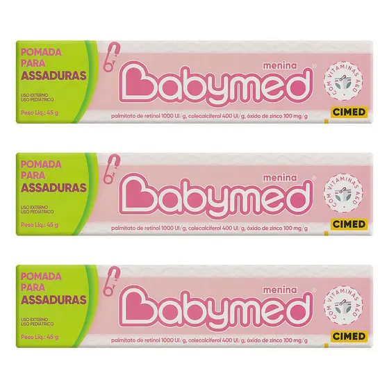 Kit 3 Pomada Assadura Babymed 45g Proteção Bebê Contra Assad