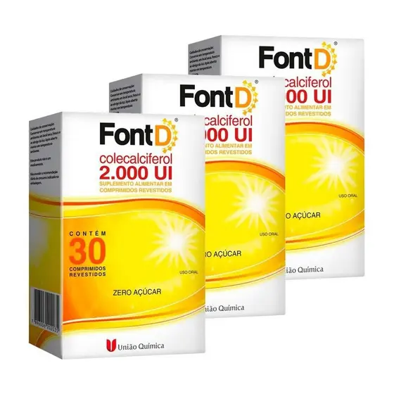 Kit  3 Unidades Vitamina D Font D 2.000UI c/ 30 cápsulas