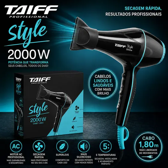 Secador Taiff Style Preto 2000w 127v
