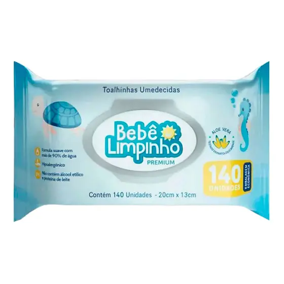 Toalha Umedecida João e Maria Bebê Limpinho 140 Unidades