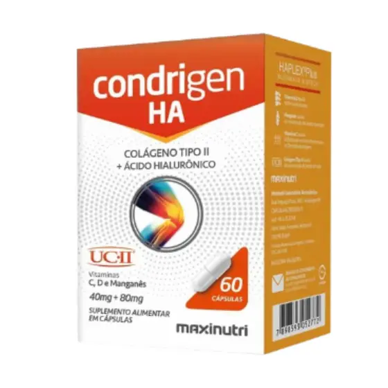 Condrigen HA Colágeno Tipo 2 Ácido Hialurônico 60 Cps Maxinutri