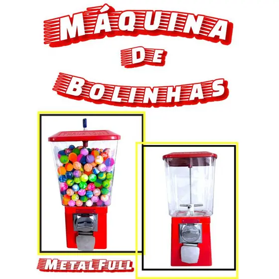 Máquina Semi-Nova de Bolinha Pula Pula, Chicletes ou Capsulas Vending Machine com Moeda ou Ficha