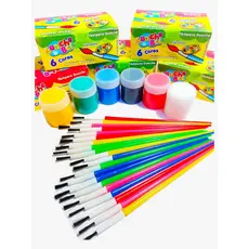 30 Cx Tinta Guache + 30 Pincel Artistico Artesanato Lembrancinha Para Aniversario Prenda Criança