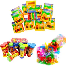 Kit Lembracinha Infantil 25 Massinha de Modelar + 25 Bolha de Sabão + 50 Cortadores Moldes Prenda