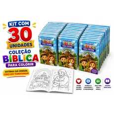 30 Kit Colorir Bíblico Revista Bíblica Pintura Livrinhos Livro Desenho Lembrancinha Criança Infantil