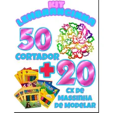 Kit 20 Caixinhas Massinha de Modelar + 50 Cortador Forminha Molde de Massinha Lembrancinha Prenda