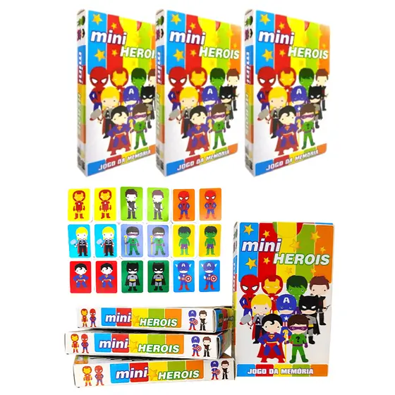 Kit 30 Jogo Da Memoria Mini Herois Infantil P/ Kit Festa Aniversario Lembrancinha Quermesse novo