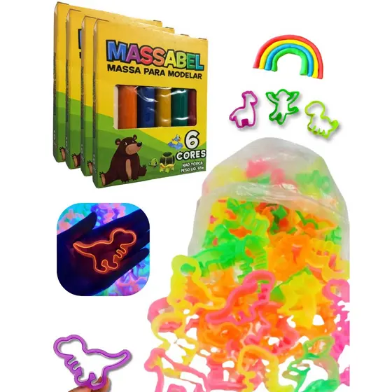 15 Cx Massinha de Modelar + 30 Forminha Molde Cortador Kit P/ Festa Lembrancinha Prenda Criança Novo