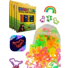 15 Cx Massinha de Modelar + 30 Forminha Molde Cortador Kit P/ Festa Lembrancinha Prenda Criança Novo