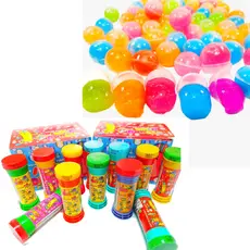 30 Cxs Giz De Cera Pequeno 5 Cores + 30 Bolha De Sabão + 30 Slime + 30 Gruda Lembrancinha P/ Criança