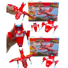 Bloco de Montar Avião de Bombeiro 86 Pçs Brinquedo de Montar Kit Festa Infantil Aniversário Criança