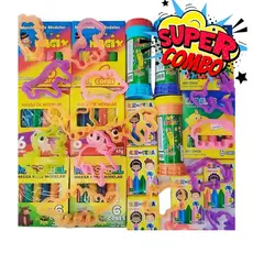 20 Massinha Modelar + 20 Bolha Sabão + 20 Giz De Cera + 40 Cortador Para Kit Festa Lembrancinha
