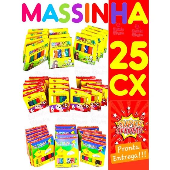 25 Cxs De Massinha De Modelar Kit Festa Para Lembrancinha Aniversario Prenda Quermesse novo