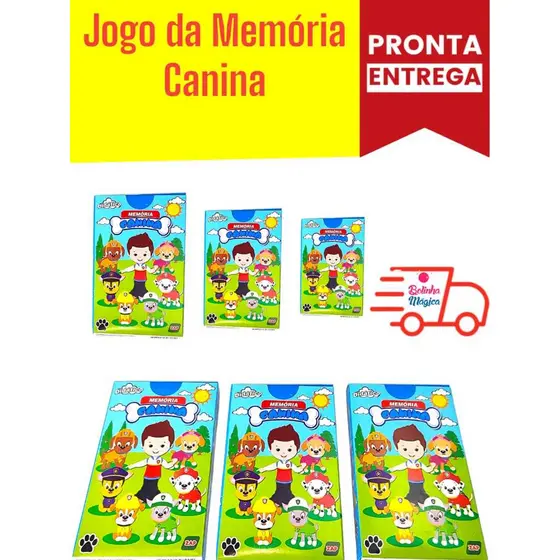 Kit 40 Jogo de Cartas Da Memoria Canina Infantil Kit Festa Lembrancinha Aniversario Prenda Baralho