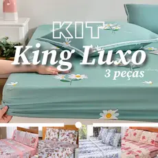 Kit Jogo de Lençol King 3 Peças 1,93m x 2,03m x 30cm de Altura Estampas Sortidas
