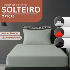 Jogo de Lençol Solteiro 2 Peças Liso 1,88 x 0,88 x 0,20 Altura - Várias Cores