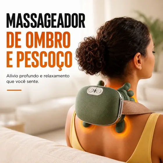 Massageador Cervical Elétrico com Aquecimento 8 Pontos para Pescoço e Ombros Alívio da Dor Relaxamento