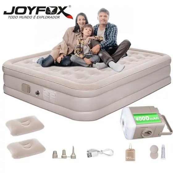 Colchão Inflável JOYFOX Queen Casal Cama De Campanha Bomba Inflável Com Bateria De Lítio Integrada