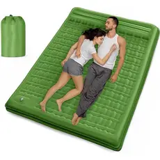 Colchão Inflável Casal JOYFOX com Bomba de Pé Embutida Camping Colchonete Impermeável Verde 200*140*12cm