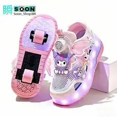 Patins Infantil e Crianças Malha Sapatos de Skate Luzes LED Recarregável Roda Dupla Esportivos Patins