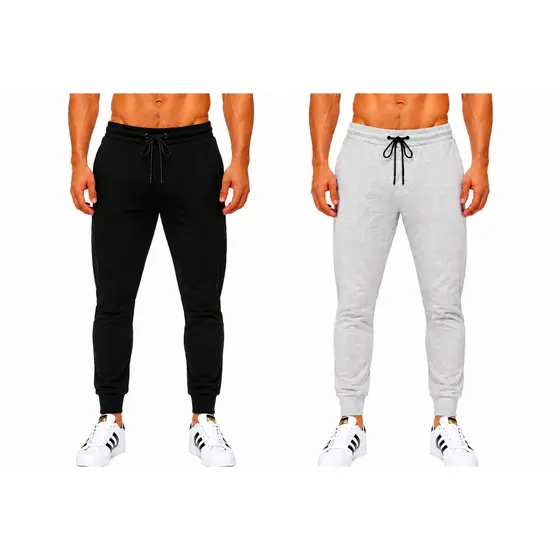 Kit 2 Calças Moletom Lisa Jogger Slim Masculina Inverno