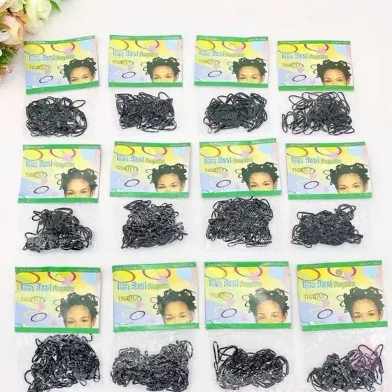 12 Packs of mini silicone elastics ponytail hair clip in packets