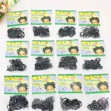 12 Packs of mini silicone elastics ponytail hair clip in packets