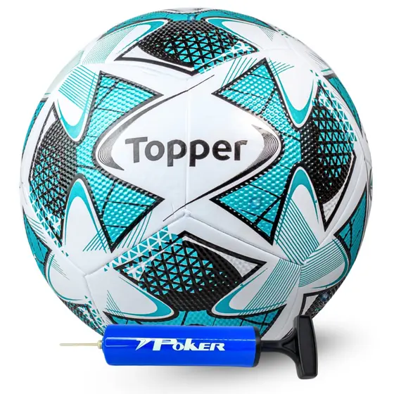 Bola De Futebol Campo Com Bomba Bombinha  De Ar Encher Topper Original