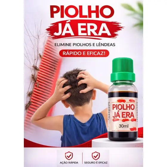 Piolho Já Era 30ml Loção para Piolhos e Lêndeas no Cabelo Produto para Piolho