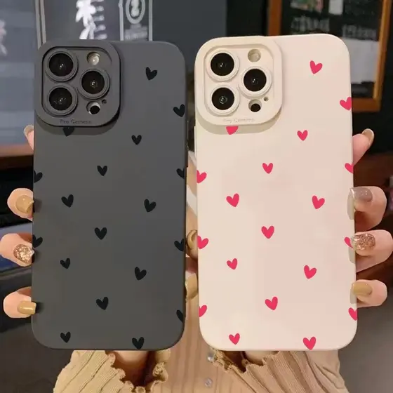 Bonito Pequeno Amor-Coração Caso De Telefone Para iPhone 14 15 16 17 18 Pro Max 11 12 13 XR X XS 7 8 Capa Macia