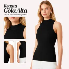 Regata Gola Alta Femininas em Ribana Premium - Regata Básica Feminina