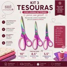 Tesoura Profissional Titânio Artesanato E Costura Lanmax Kit Com 3 Peças original