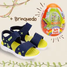 Sandália Infantil Kidy Toys Com Brinquedo Dinossauro Surpresa Azul Marinho Neon
