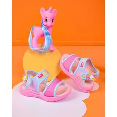 Sandália Papete Infanti lMenina Kidy Ultra Leve Azul Rosa Com Brinquedo Unicórnio