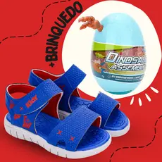 Sandália Infantil Menino Kidy Toys Com Brinquedo Ovo Surpresa Azul Presente Dia Das Crianças