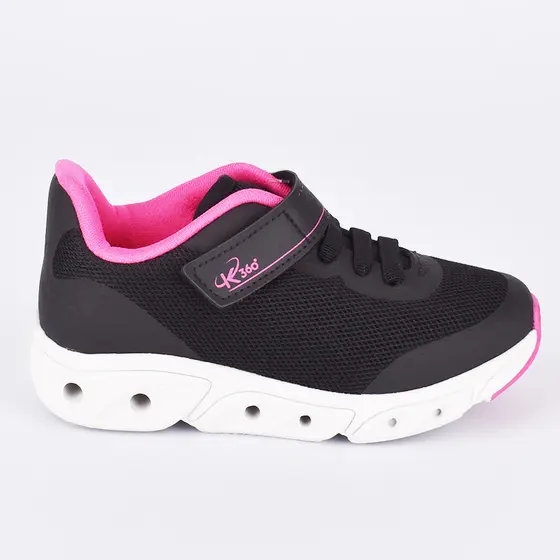 Tênis Infantil Menina K360 Energy Impulso Preto e Pink Anti Odor Confortável Leve