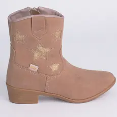 Bota Infantil Menina Kidy Estrelas Dourado Bege Folk Boho Moderno Country Western Confortável