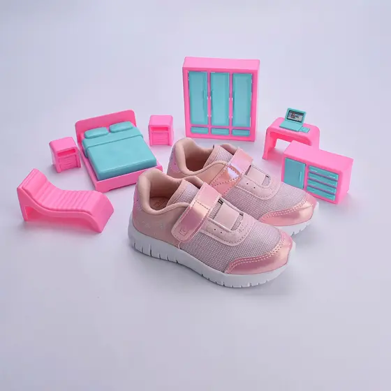 Tênis Infantil Kidy Original Ultra Flex Rosa Velcro Casual Delicado Macio Conforto Escolar