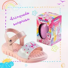 Sandália Papete Infantil Menina Kidy Toy Ovo Surpresa Unicórnio Delicada Brilho Glitter Casual