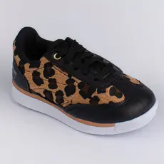Tênis Infantil Menina Cadarço Onça Antiderrapante Anatômico Prático Moderno Fashion Moda Casual