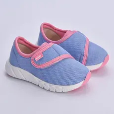 Tênis Infantil Menina Kidy Equilíbrio Azul e Rosa Confortável Calce Fácil Fita Aderente Casual Leve