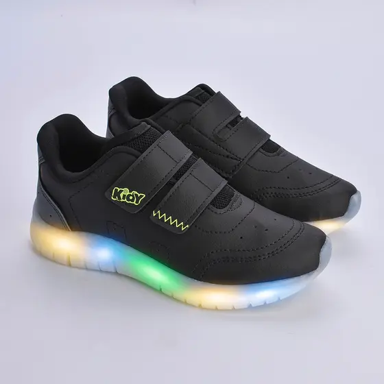 Tênis Infantil Menino Kidy Light Fun Luz LED Ajuste Fácil Confortável Antiderrapante Divertido
