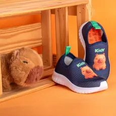 Tênis Infantil Menino Kidy Original Ultra Flex Capivara Marinho Calce Fácil Anatômico Brinquedo