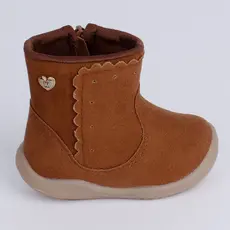 Bota Infantil Menina Kidy Baby Soft Moda Boho Marrom Cano Médio Delicada Antiderrapante Confortável