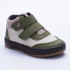 Tênis Infantil Menino Happy Kidy Verde Militar Cano Médio Ajustável Casual Moderno Confortável Moda