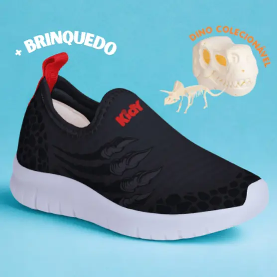 Tênis Infantil Menino Kidy Original Dino Calce Fácil Escolar Anatômico Esportivo Leve Confortável
