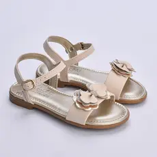 Sandália Infantil Feminina Kidy Amar Ouro Metalizada Laço Strass Fivela Ajustável Leve Flexível